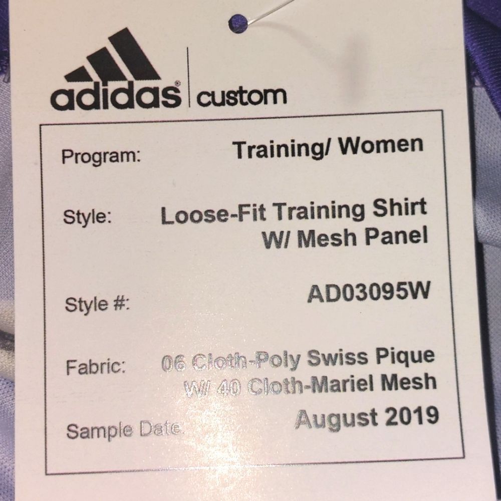 NWT Adidas Washington Huskies Training Shirt Women Medium Purple Sample - Picture 10 of 12
